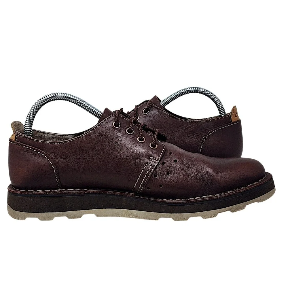 Clarks Derby Shoes 8 Men Darble Walk Brown Leather Cushion Plus Oxford Casual
